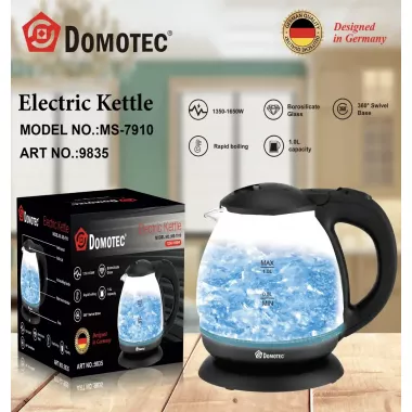 Электрический стеклянный чайник 1 л Domotec MS 7910 Электрический стеклянный чайник 1 л Domotec MS 7910