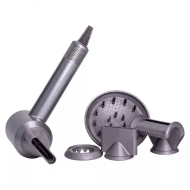 Фен  с 5 разными насадками для сушки и укладки  hair dryer fan серо-розовый