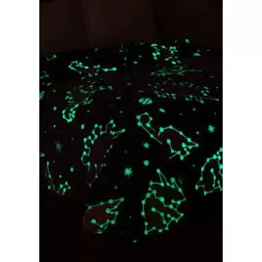 Флисовый полуторный плед 150х100, светящийся в темноте Динозавры серый