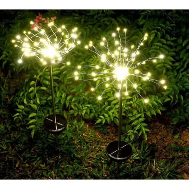 Фонарь садовый Фейерверк газонный на солнечной батарее, 150 led, 8 режимов (2 шт в комплекте)