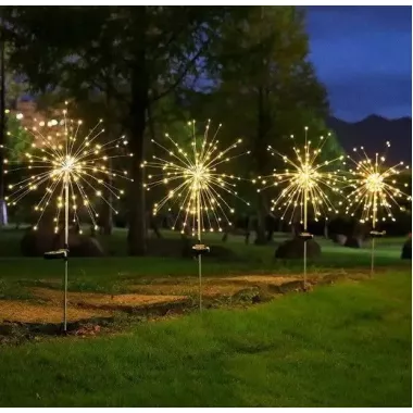 Фонарь садовый Фейерверк газонный на солнечной батарее, 150 led, 8 режимов (2 шт в комплекте)