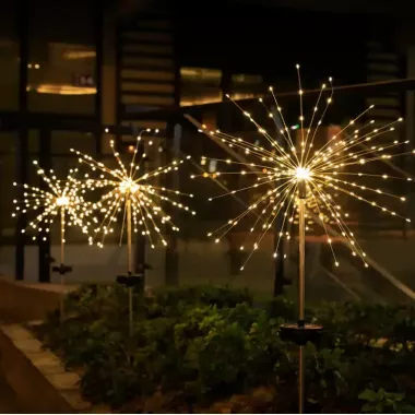Фонарь садовый Фейерверк газонный на солнечной батарее, 150 led, 8 режимов (2 шт в комплекте)