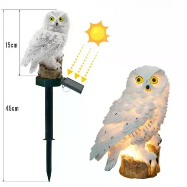 Фонарь садовый Сова с солнечной панелью WHITE