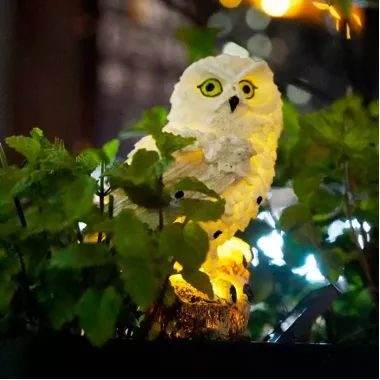 Фонарь садовый Сова с солнечной панелью WHITE