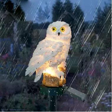Фонарь садовый Сова с солнечной панелью WHITE