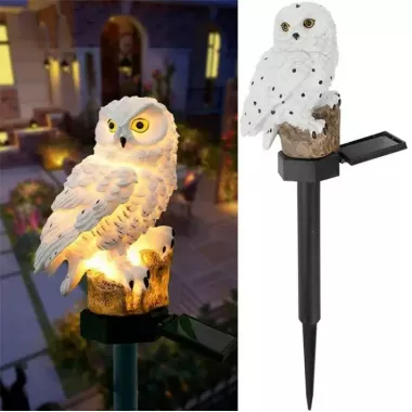 Фонарь садовый Сова с солнечной панелью WHITE