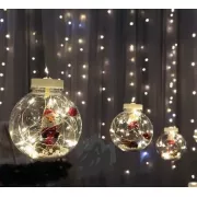 Гірлянда завіса штора Кулі з наповненням Дід Мороз, 3м, 10 куль LED USB