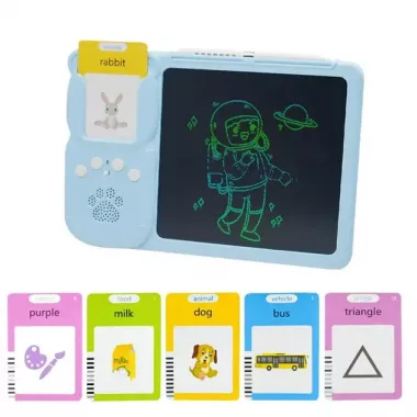 Говорящие обучающие карточки Монтессори для изучения английского языка 2в1 интерактивный планшет и цветная LCD доска для рисования 224 слов мышка Голубой Говорящие обучающие карточки Монтессори для изучения английского языка 2в1 интерактивный планшет и цветная LCD доска для рисования 224 слов мышка Голубой