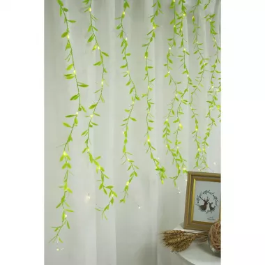 Гирлянда-штора с листочками Curtain Copper SF-55 внутренняя, с прозрачным проводом, 10м