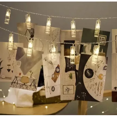 Гирлянда светодиодная с прищепками для фото 4,5м 20 Led от батареек Гирлянда светодиодная с прищепками для фото 4,5м 20 Led от батареек