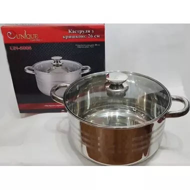 Кастрюля Unique UN-5008 с прозрачной крышкой 7 л
