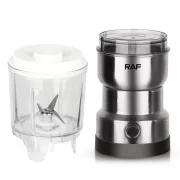 Кофемолка-блендер мощный измельчитель электрический RAF R-7126 300W из нержавеющей стали