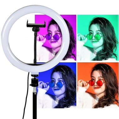 Кільцева LED лампа RGB MJ38 38см 220V 1 крепл.тел USB + пульт Кільцева LED лампа RGB MJ38 38см 220V 1 крепл.тел USB + пульт