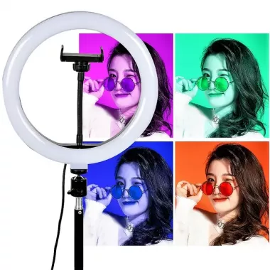 Кольцевая LED лампа RGB MJ38 38см 220V 1 крепл.тел USB + пульт Кольцевая LED лампа RGB MJ38 38см 220V 1 крепл.тел USB + пульт