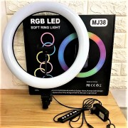 Кільцева LED лампа RGB MJ38 38см 220V 1 крепл.тел USB + пульт