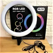 Кольцевая LED лампа RGB MJ38 38см 220V 1 крепл.тел USB + пульт