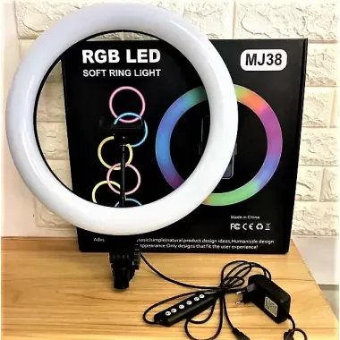 Кольцевая LED лампа RGB MJ38 38см 220V 1 крепл.тел USB + пульт Кольцевая LED лампа RGB MJ38 38см 220V 1 крепл.тел USB + пульт