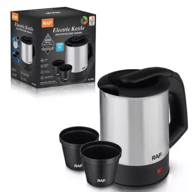 Компактный туристический чайник с двумя чашками RAF R7887 / Мини-чайник электрический