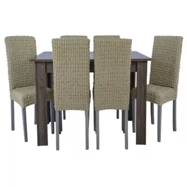 Комплект чехлов на стулья без оборки 6 штук (бежевый)