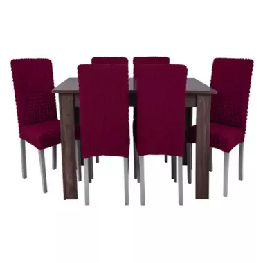 Комплект чехлов на стулья без оборки 6 штук (бордовый)