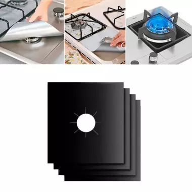 Комплект защитных тефлоновых накладок для газовой плиты из антипригарным покрытием Local House черный