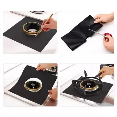 Комплект защитных тефлоновых накладок для газовой плиты из антипригарным покрытием Local House черный