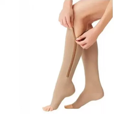 Компресійні гольфи Zip Sox, шкарпетки від варикозу Бежеві