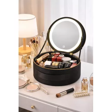 Косметичка-органайзер с LED зеркалом, 29х28х11 см/Дорожная косметичка