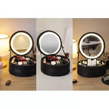Косметичка-органайзер с LED зеркалом, 29х28х11 см/Дорожная косметичка