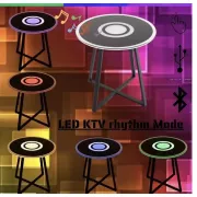 Круглый стеклянный музыкальный журнальный столик с подсветкой, подзарядка, Bluetooth