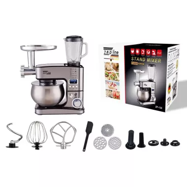 Черный Кухонный комбайн Zepline 4200 Вт 7в1 на 6 литров ZP-135 с дисплеем