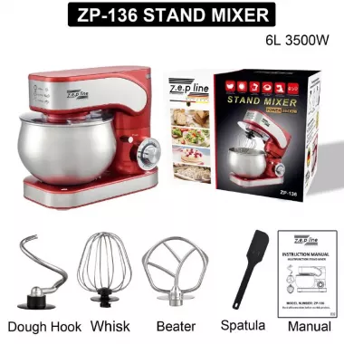 Кухонный тестомес миксер 4в1 3500 Вт на 6 литров Zepline из нержавеющей стали ZP-136 Кухонный тестомес миксер 4в1 3500 Вт на 6 литров Zepline из нержавеющей стали ZP-136
