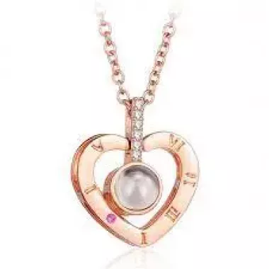 Кулон подвеска с проекцией I love you Я тебя люблю на 100 языках мира в форме сердца