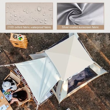 Квадратний туристичний намет з тентом 3-х місний / Намет-автомат швидкого розкладання з москітною сіткою Сірий Квадратний туристичний намет з тентом 3-х місний / Намет-автомат швидкого розкладання з москітною сіткою Сірий