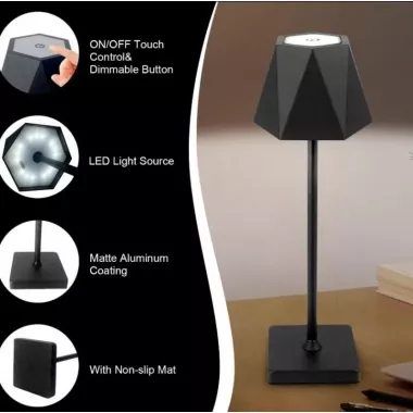 Лампа настільна акумуляторна Cozy у скандинавському стилі 5 Вт 5200mA 2401 2403 фігурна Чорна