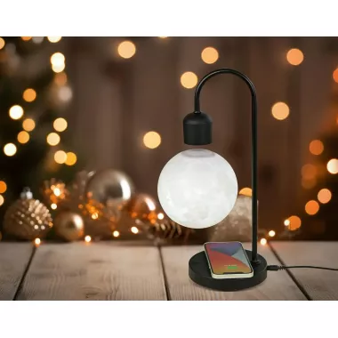 Лампа - ночник настольная левитирующая с магнитной зарядкой Луна, беспроводная зарядка