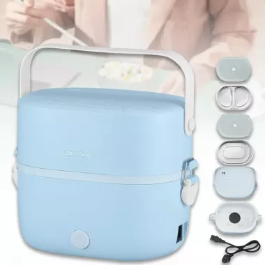 Ланч-бокс с подогревом объемом 1 л на два контейнера с крышками LY-800