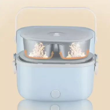 Ланч-бокс с подогревом объемом 1 л на два контейнера с крышками LY-800