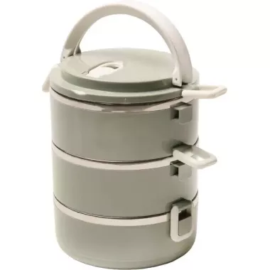 Ланч-бокс Supretto трисекційний круглий із нержавіючої сталі 1500 мл