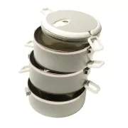 Ланч-бокс Supretto трехсекционный круглый из нержавеющей стали 1500 мл