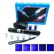 Лазерная указка (лазерный целеуказатель) 10000Мвт синяя с насадками Laser Blue YXB 008