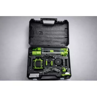 Лазерный уровень 360° зеленый 12 лучей 1 м в кейсе