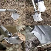 Универсальная,складная саперная лопата для авто / Металлическая многофункциональная лопата 16в1 / тактическая противоударная лопата + компас