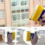 Магнитная щетка для мытья окон с двух сторон Magnetic Double side Cleaner 40мм со страховочным шнуром желто-синяя