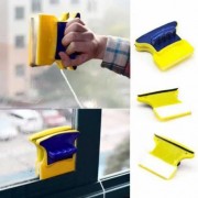 Магнитная щетка для мытья окон с двух сторон Magnetic Double side Cleaner 40мм со страховочным шнуром желто-синяя