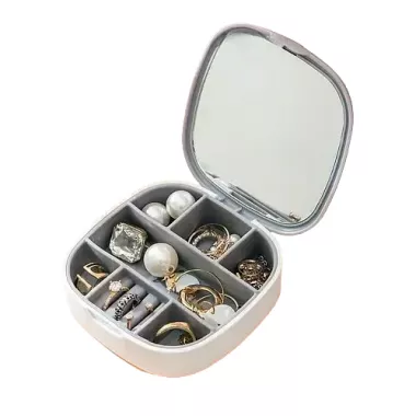 Маленькая дорожная шкатулка для украшений, мини-органайзер для украшений с зеркалом