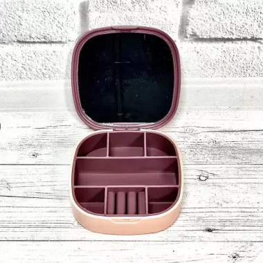 Маленькая дорожная шкатулка для украшений, мини-органайзер для украшений с зеркалом