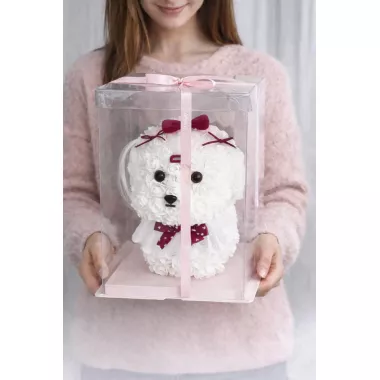 Мальтийская Болонка из 3D роз KR-22  24/24/30см