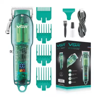 Профессиональная машинка для стрижки VGR Professional Clipper Transparent Green V-660