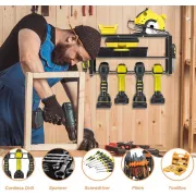 Металлическая настенная полка – органайзер Urbankit для хранения электроинструментов: шуруповерта, дрели, отверток, плоскогубцев и т.д.